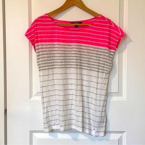 RALPH LAUREN Pink/White Striped Tee LARGE